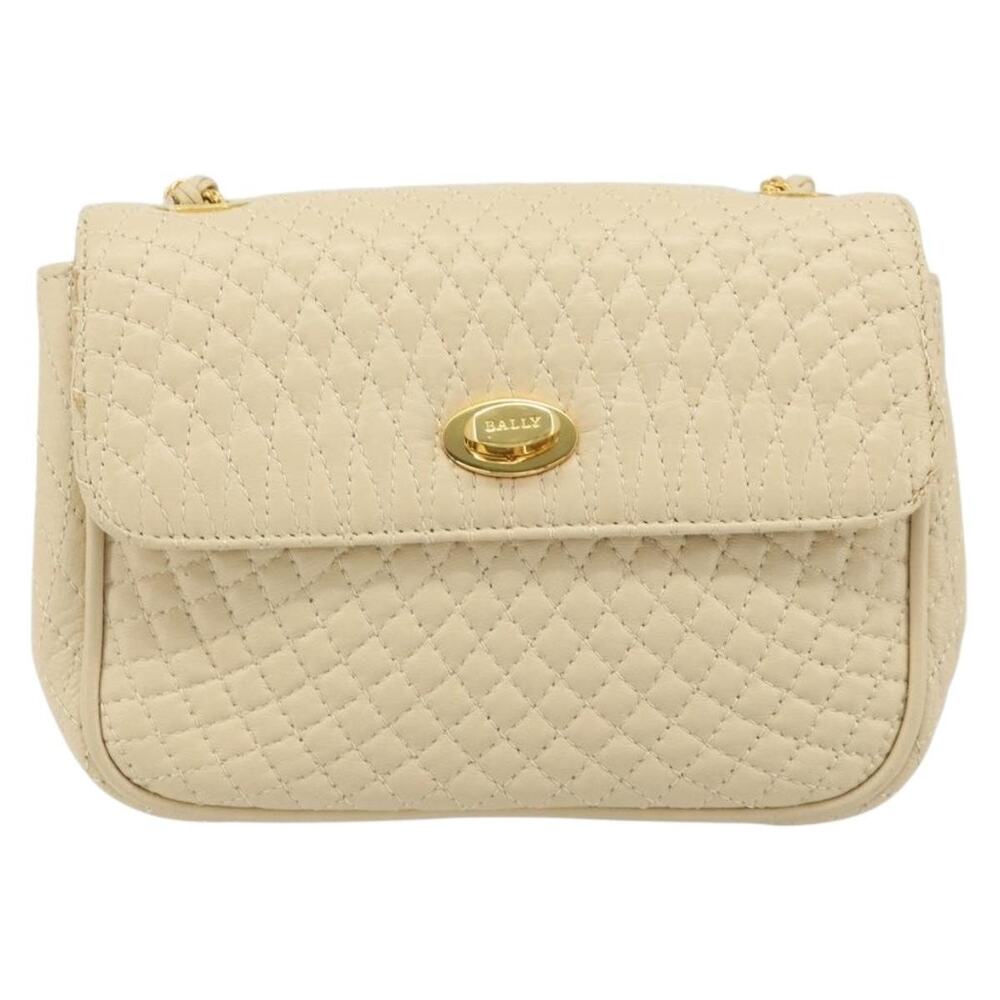 Bally Leather Chain Shoulder Bag Beige